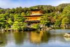 Colorful water reflection, Kinkaku-Ji (Rokuon-Ji) golden pavilion, Kyoto, Japan. Dates to 1397. Art Print